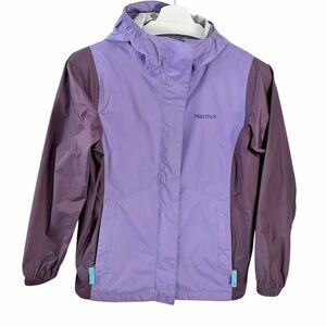 MARMOT PreCip Eco Purple Hooded Rain Jacket Waterproof Lightweight Hiking girls